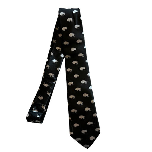 Black and White Buffalo Silk Neck Tie