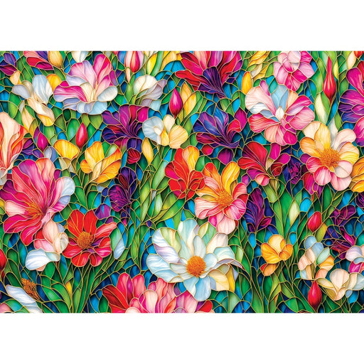 Stained Glass - Flowers in Bloom 1000 Piece Jigsaw Puzzle