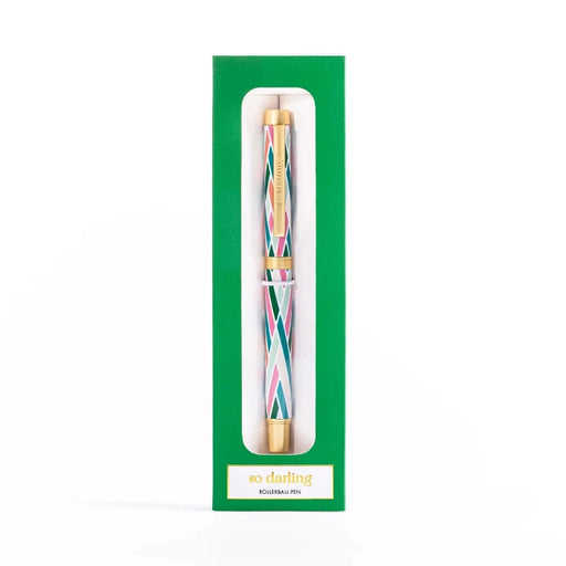 Boxed Rollerball Pen - Arrows Up Pink & Green