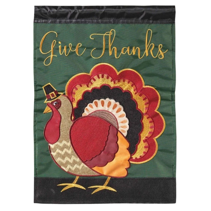 Give Thanks Turkey Banner Flag