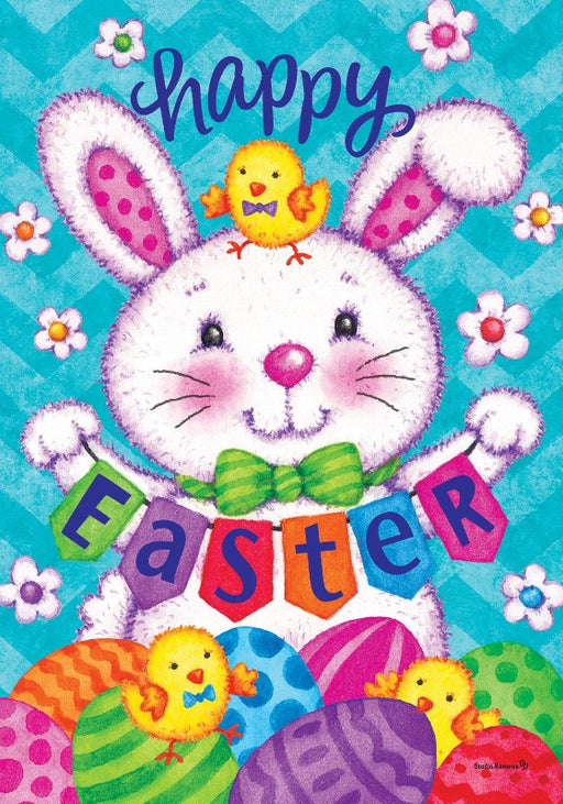 Bunny With Eggs Garden Flag