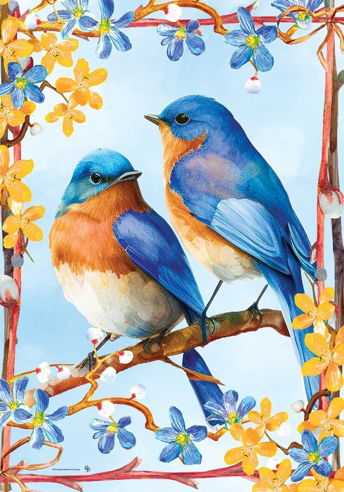 Lovely Bluebirds Garden Flag