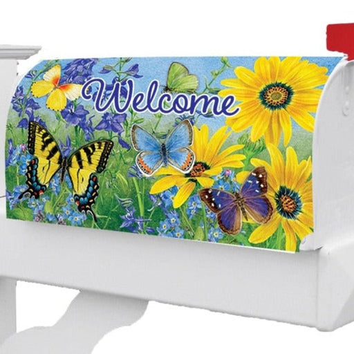 Blue and Yellow Butterflies Mailbox Cover