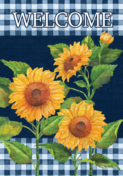Sunflowers on Navy Decorative Flag