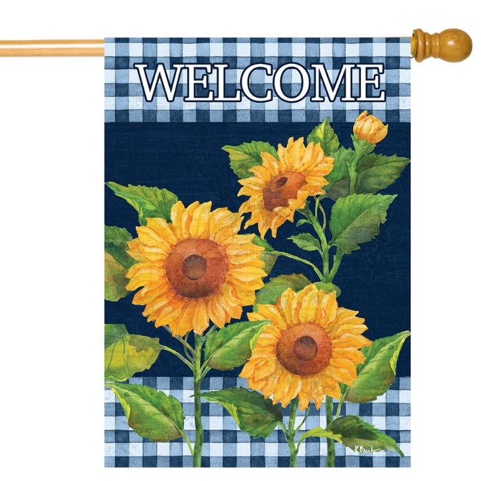 Sunflowers on Navy Banner Flag