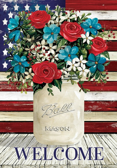 US Flag Florals Garden Flag