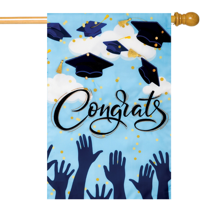Congrats Grad Applique Banner Flag