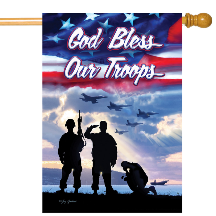 Bless Our Troops Banner Flag