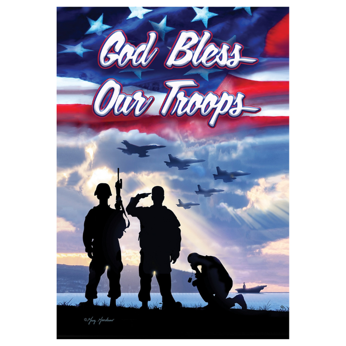 God Bless Our Troops Decorative Flag