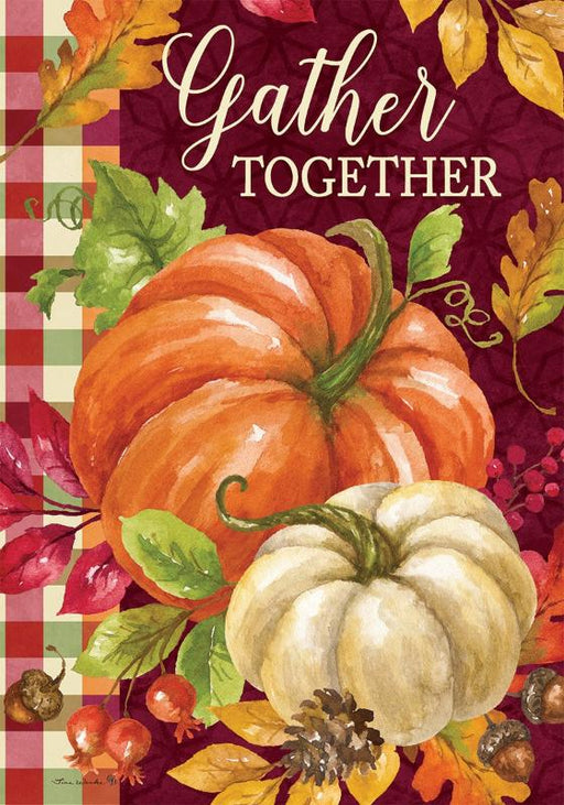 Gather Pumpkins Plaid Banner Flag