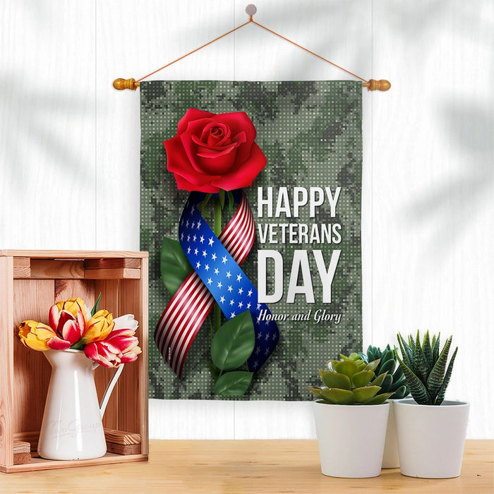 Happy Veterans Day Camo Banner Flag