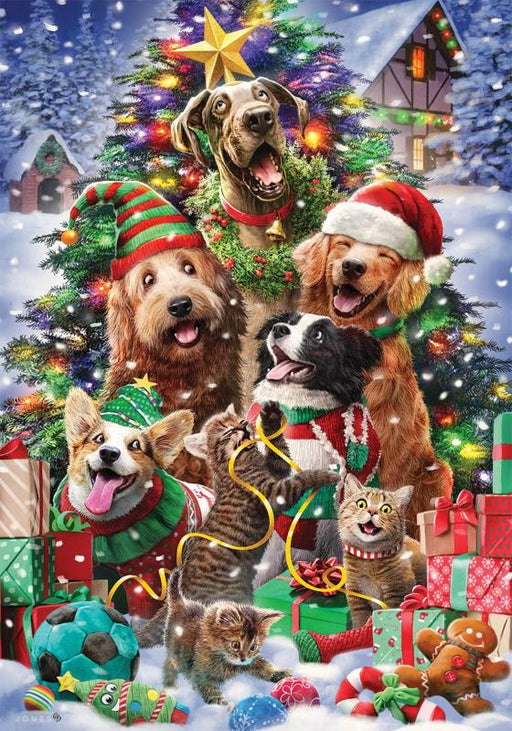 Cats & Dogs Christmas Tree Flag