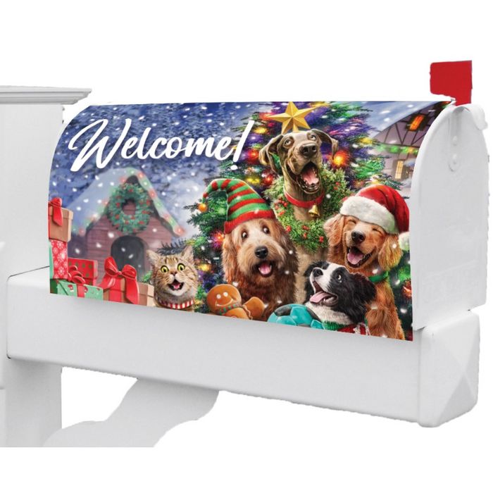 Cats & Dogs Christmas Tree Mailbox Cover