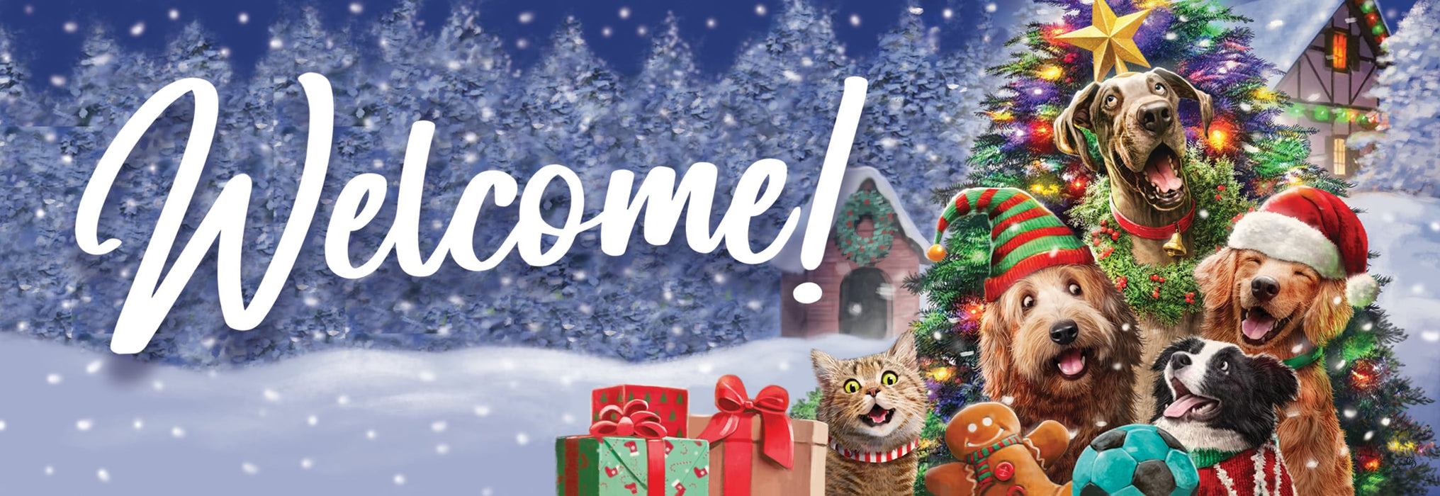 Cats & Dogs Christmas Tree Signature Sign