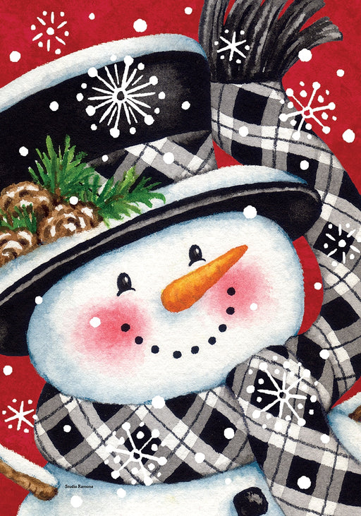 Black & Red Snowman Decorative Flag
