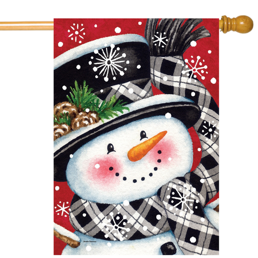 Black & Red Snowman Banner Flag