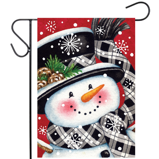 Black & Red Snowman Garden Flag