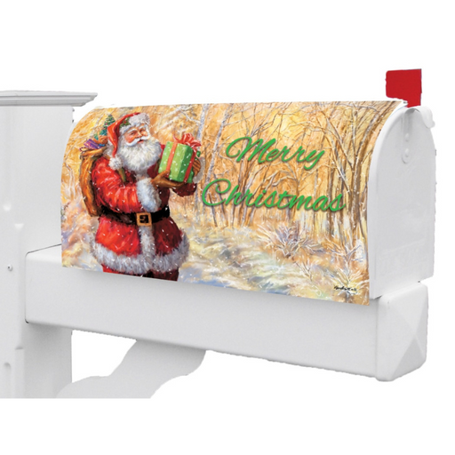 Santa on Gold Mailbox Cover