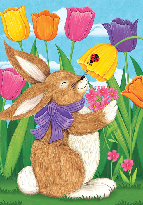 Tulip Bunnies Garden Flag