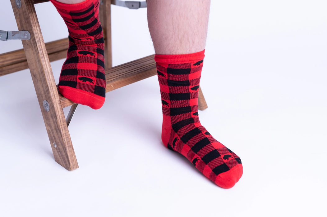 Red Buffalo Plaid Crew Socks