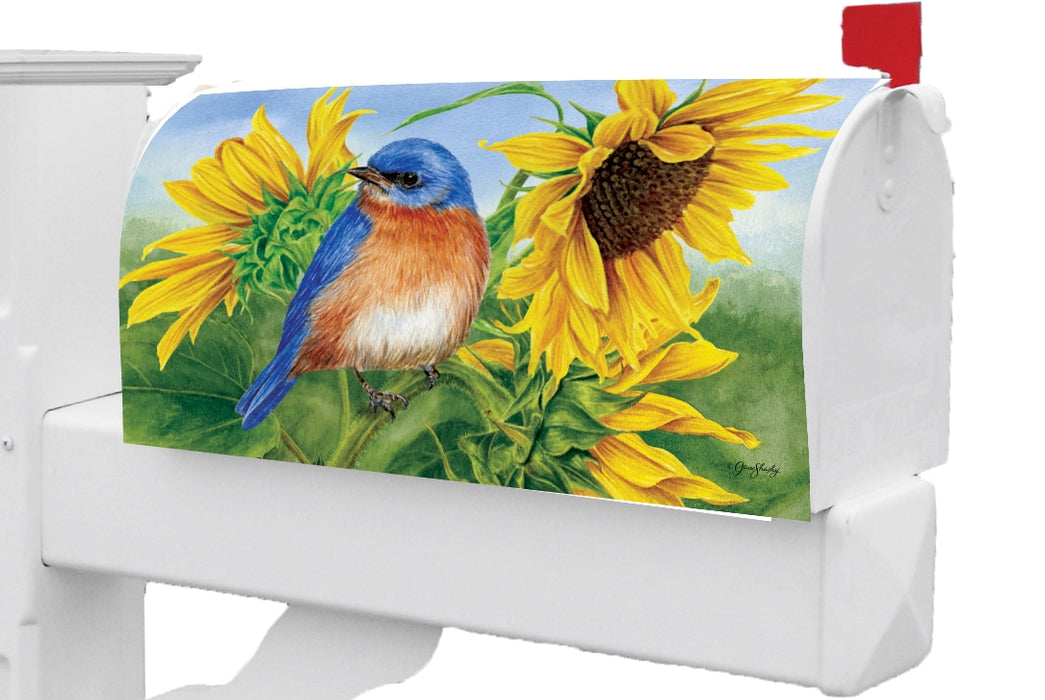 Bluebird Sunflowers Mailbox Cover