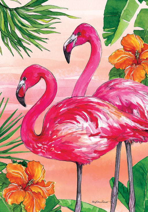 Flamingo Sunset Decorative Flag