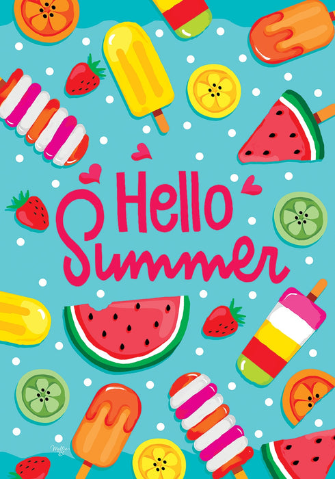 Hello Summer Popsicles Decorative Flag