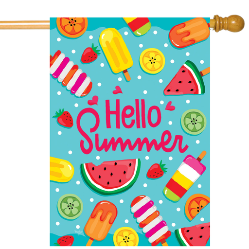 Hello Summer Popsicles Banner Flag