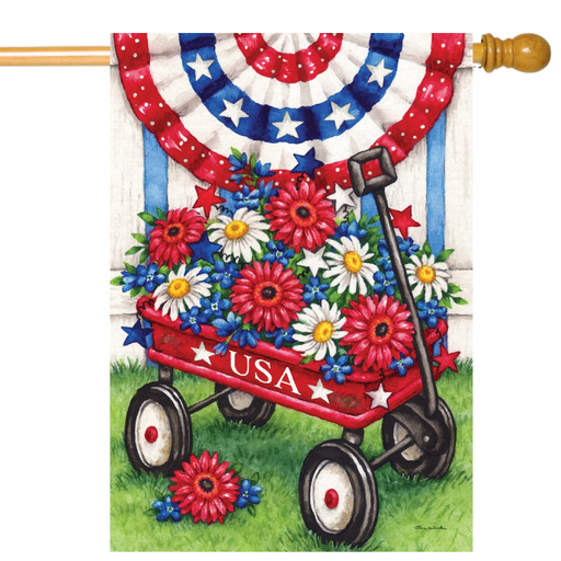 Patriotic Wagon Banner Flag