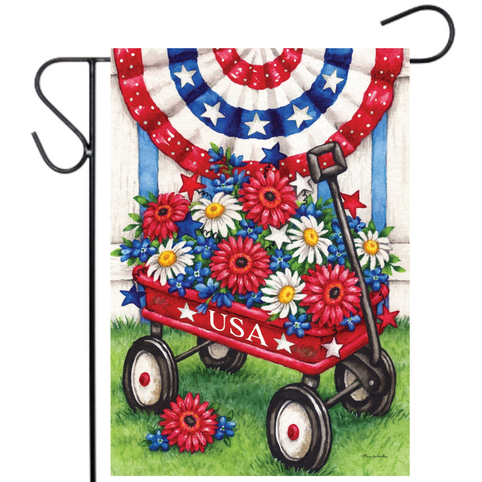 Patriotic Wagon Garden Flag