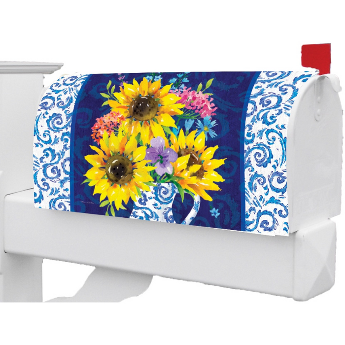 Sunflower Chinoiserie Mailbox Cover