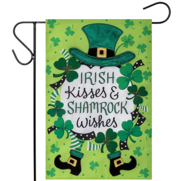 Irish Kisses Applique Garden Flag