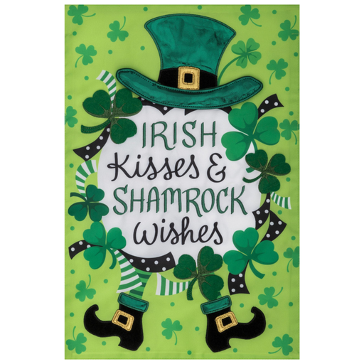 Irish Kisses Applique Garden Flag