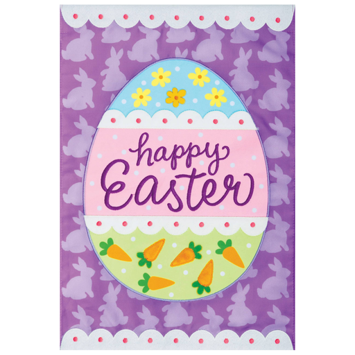 Patterned Easter Egg Applique Garden Flag