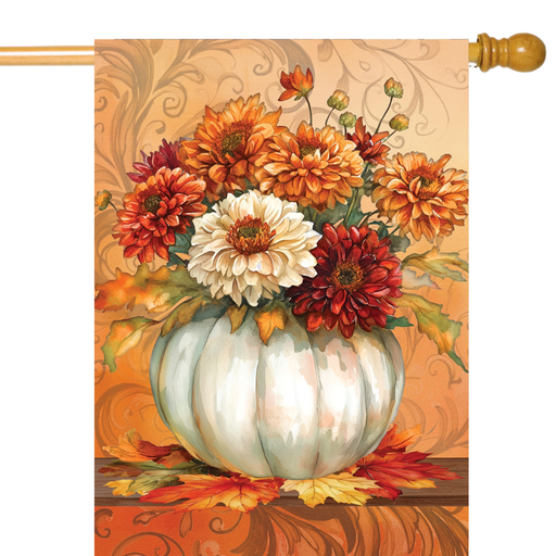 Orange Pumpkin Mums Banner Flag