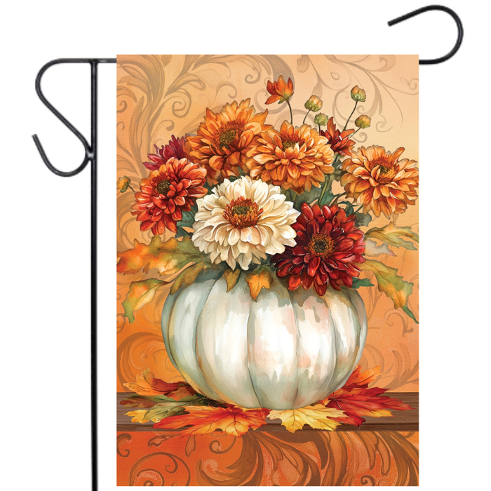 Orange Pumpkin Mums Garden Flag