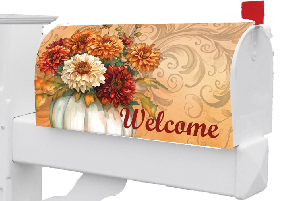 Orange Pumpkin Mums Mailbox Cover