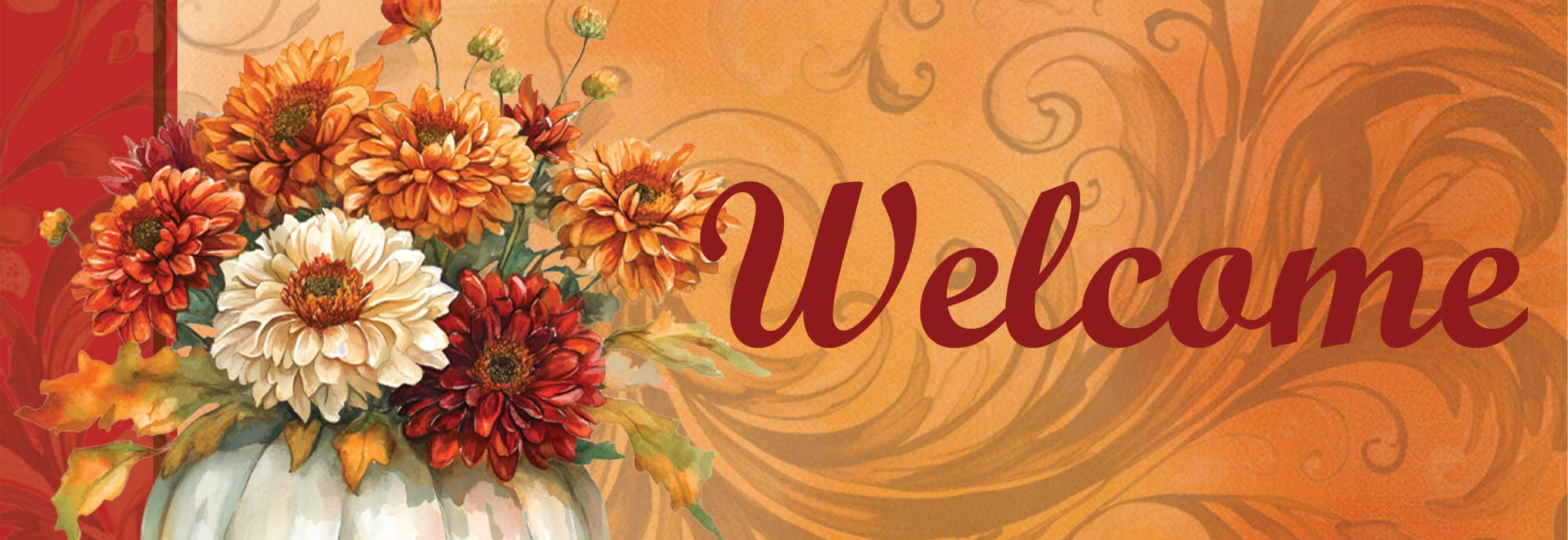 Orange Pumpkin Mums Signature Sign