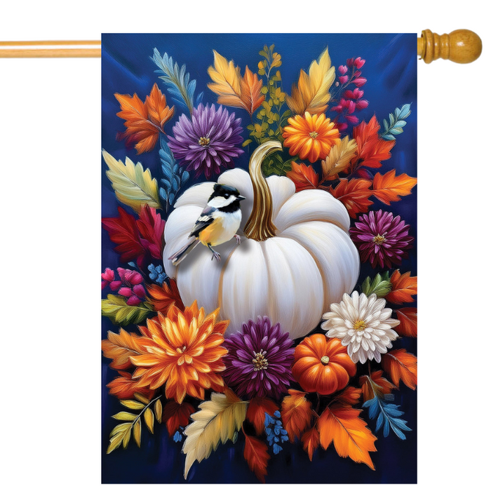 Mums & Chickadee Banner Flag