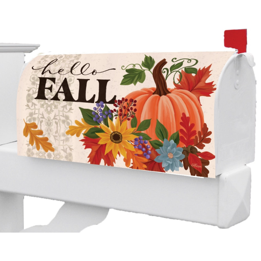 Hello Fall Pumpkin Mailbox Cover