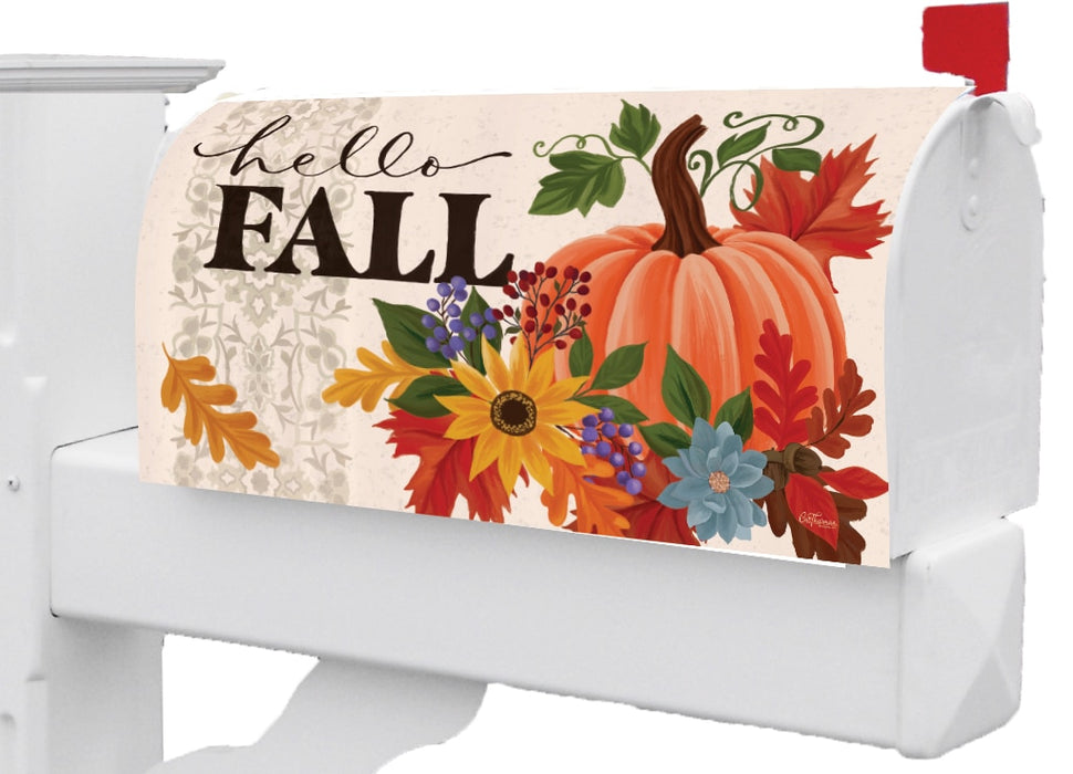 Hello Fall Pumpkin Mailbox Cover