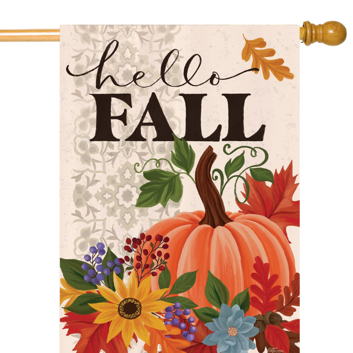 Hello Fall Pumpkin Banner Flag