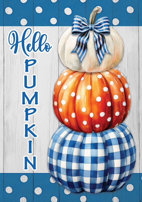 Gingham Hello Pumpkin Flag