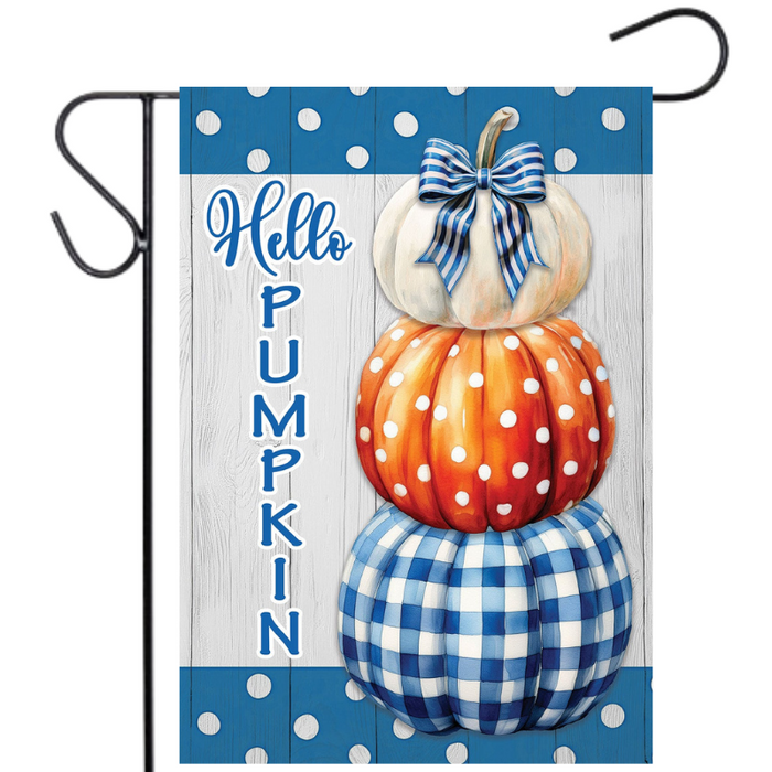 Gingham Hello Pumpkin Garden Flag