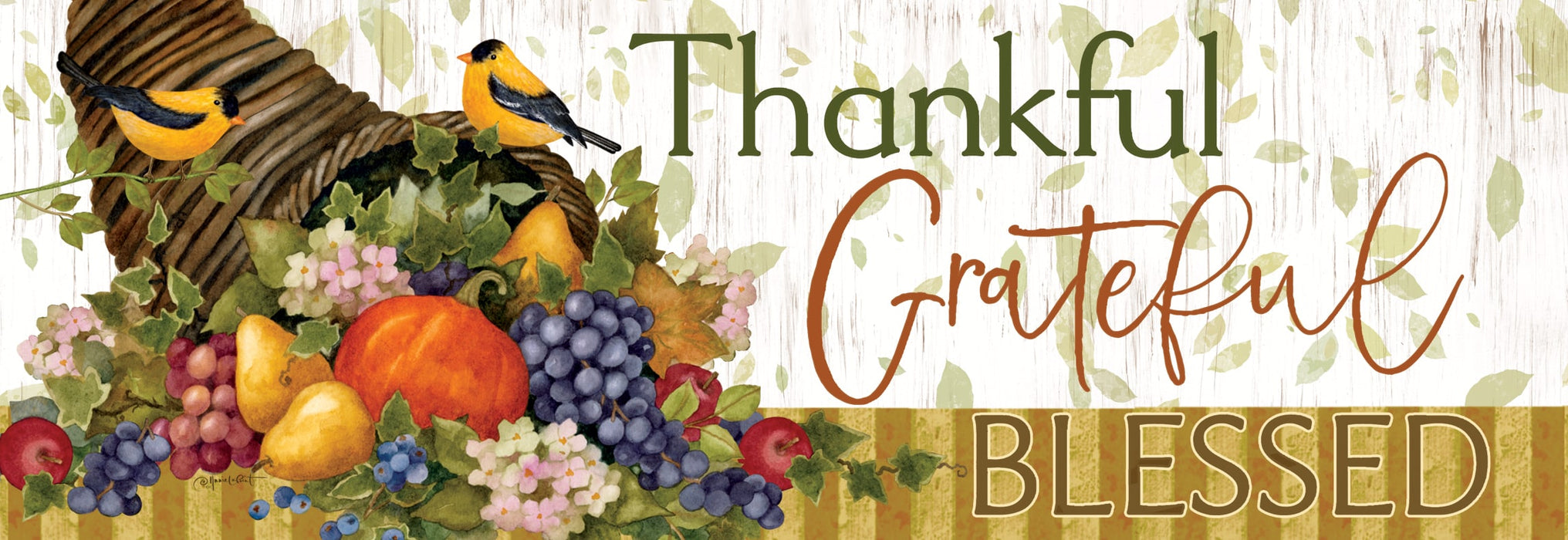Thankful, Grateful Cornucopia Signature Sign