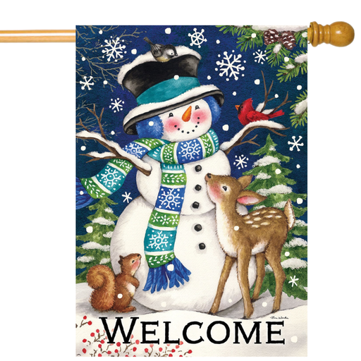 Woodland Snowman Banner Flag