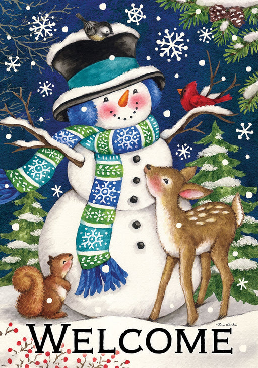 Woodland Snowman Decorative Flag