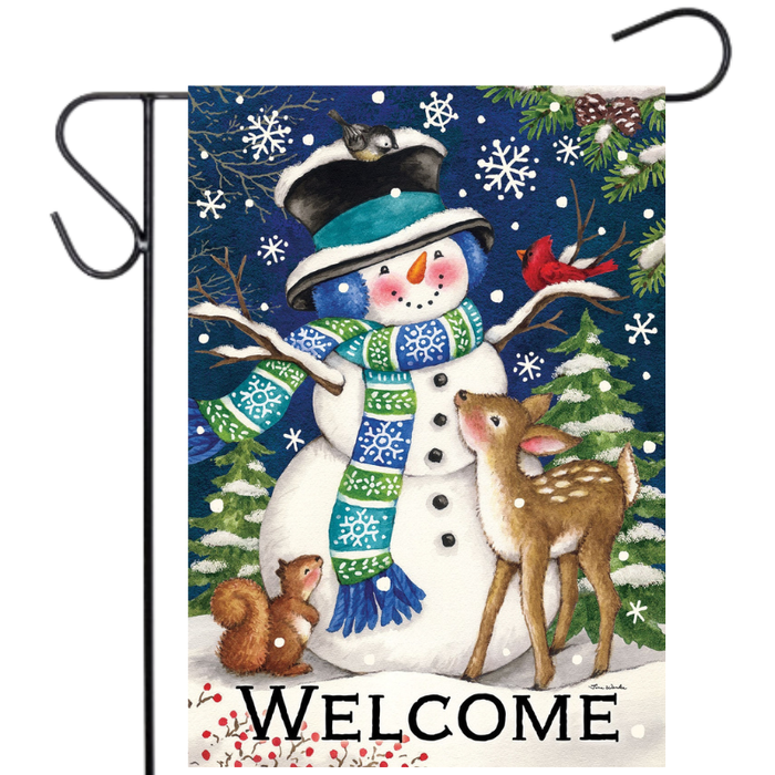 Woodland Snowman Garden Flag