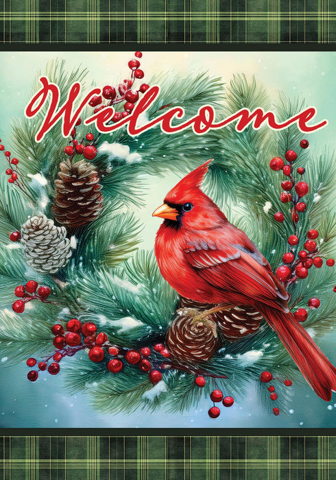 Cardinal Wreath Decorative Flag