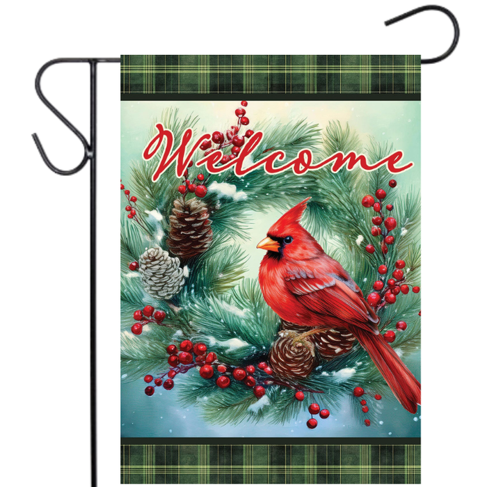 Cardinal Wreath Garden Flag